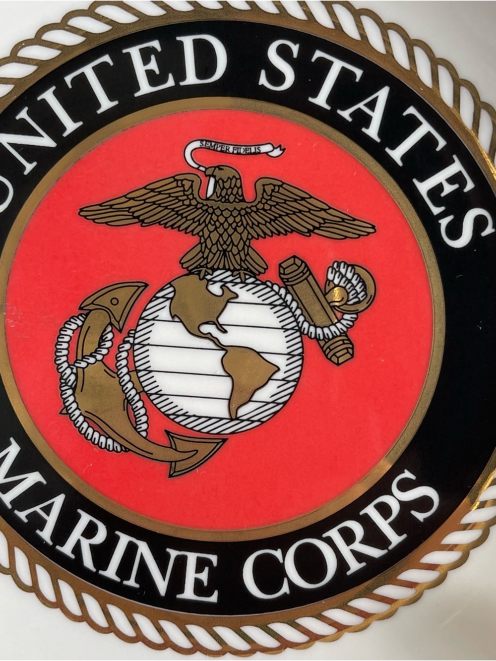 Vtg US Marine Corps 6.75” Plate 22K Gold Details Trim Porcelain Limited USA - Picture 7 of 11